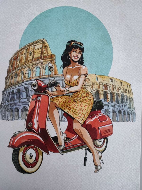 Meynet - Pin-up Vespa Rome Italie