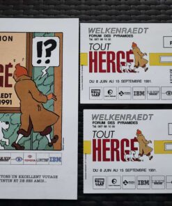 Affiche exposition Tintin à Welkenraedt en 1991 + billets d'entrée